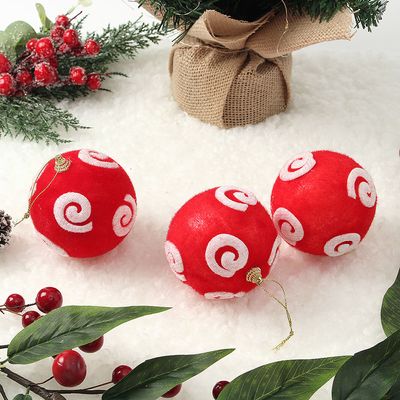 핫레드 패브릭 장식볼 3p(8cm) (동글이)