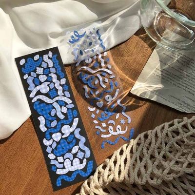 블루 체크 컨페티 씰스티커