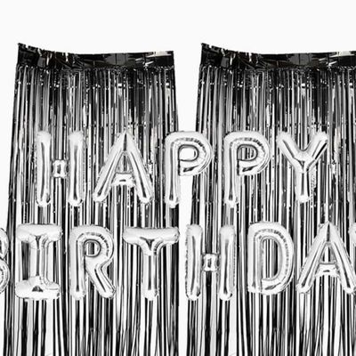 은박풍선생일레인보우커튼메탈핑크세트 해피버스데이풍선 파티커튼(WFPEEG1)