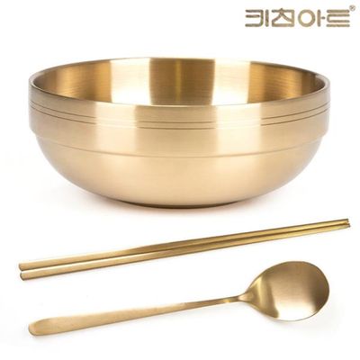 키친아트 티타늄 이중면기 20cm+수저세트 라면그릇