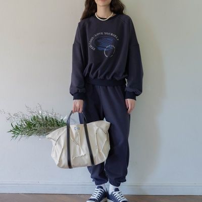 Sweat pants emblem (navy)