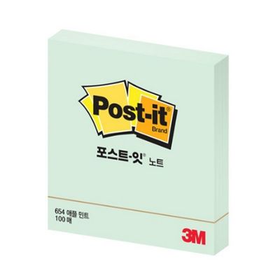 3M 포스트잇 654 애플민트 76X76 100매