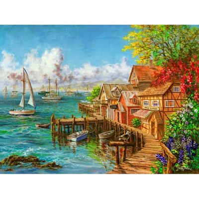 해안가의 집 (패브릭) 보석십자수 30x40