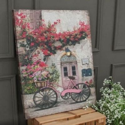 철제 장식 자전거 LED 액자 핑크(WAF1CB7)