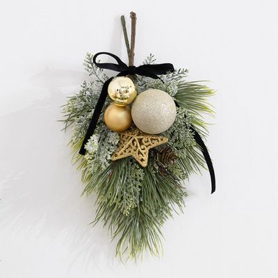 크리스마스 벽장식 골드스타 소나무 벽걸이 33cm 소품
