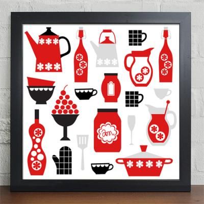 iy520-키친패턴_오렌지_레드_블루_인테리어액자