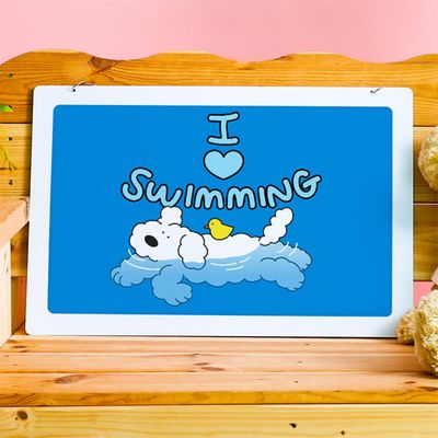 oa460-행잉액자_수영멍이수영냥이(사각가로대형)