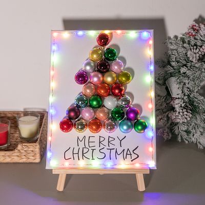 크리스마스 액자 벽장식 이젤세트 LED 레인보우 45cm