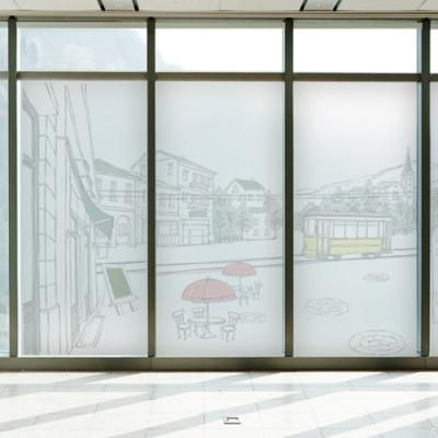 ih755_m-무점착유리시트_클래식전차가지나가는유럽거리_유리문시트지