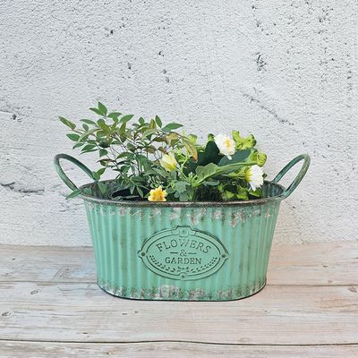 러스트 민트 양철 타원 바스켓