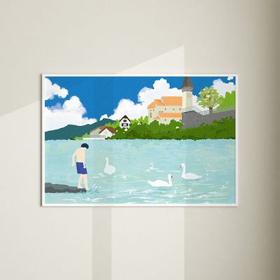 백조와 함께하는 수영, 황예나 작가 그림