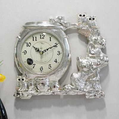 무소음 장독대 부엉이 은도금 주물 벽시계 HCA-583S