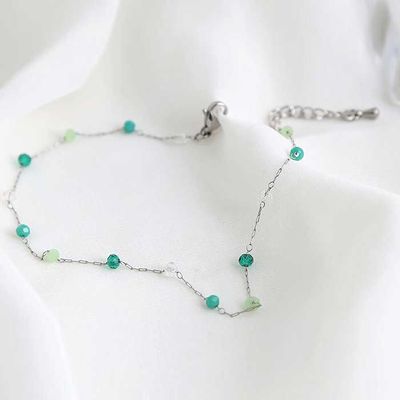 Daily 스틸 그린 비드 chain 패션발찌 약 25.8cm