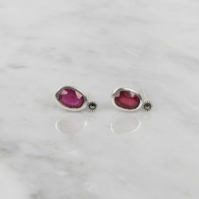 [925실버]라운드 루비 실버 귀걸이_ER202J