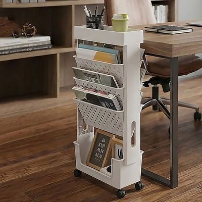 홈 오피스 공부방 문제집 서류정리 책꽂이 4단 트롤리
