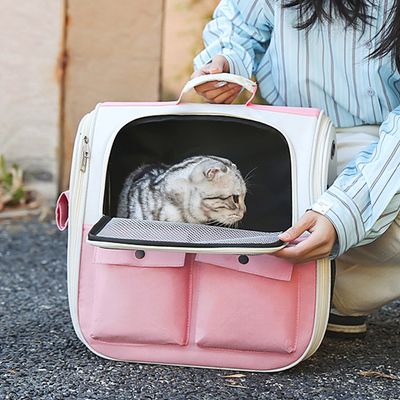 반려동물 백팩 이동가방 핑크 고양이 이동장