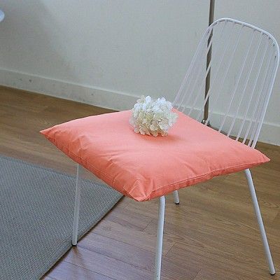 자체제작 파스텔 오렌지 사각쿠션 겸 방석