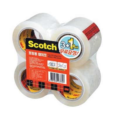 스카치 포장용테이프 132R 3+1무료증정 투명 48X20m