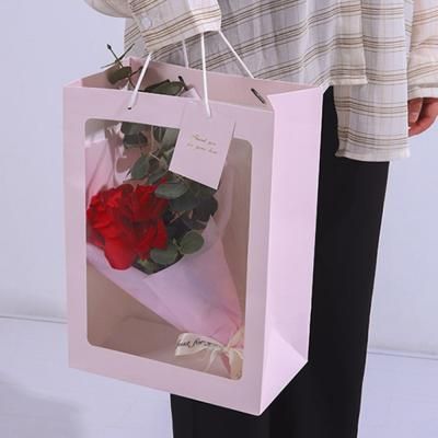 투명창 윈도우 꽃다발 꽃 플라워 사각 쇼핑백 2size