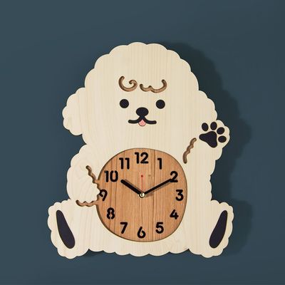 벽시계 무소음 강아지 비숑(WFJYKR6)