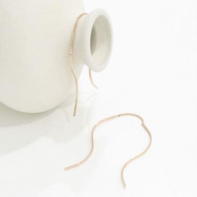 [애슬릿]925 실버 S 커브 롱 체인 드롭 줄 귀걸이