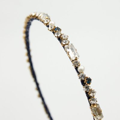 제이로렌 큐빅 진주 네이비 엠파이어 헤어밴드 H01396