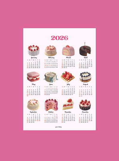 2026 카페 귀여운 빵 케이크 벽걸이 달력