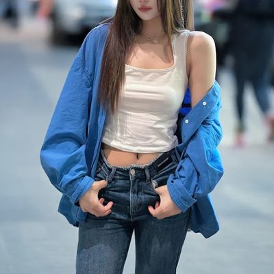 여성 자외선 차단 미니멀 루즈핏 블루 긴팔 셔츠