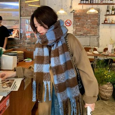 체크 머플러 롱 니트 겨울 목도리(WFJ57YU)