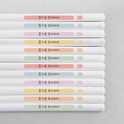 [주문제작]네임연필2B 12자루화이트 토이베어 파스텔