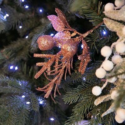 크리스마스 눈송이 잎 장식 애플콕가지 21cm 소품