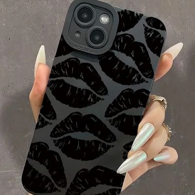 데일리 아이폰 블랙 입술 마크 TPU 케이스