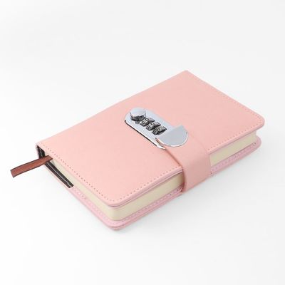 레더 비밀번호 다이어리형 수첩(핑크) 유선노트