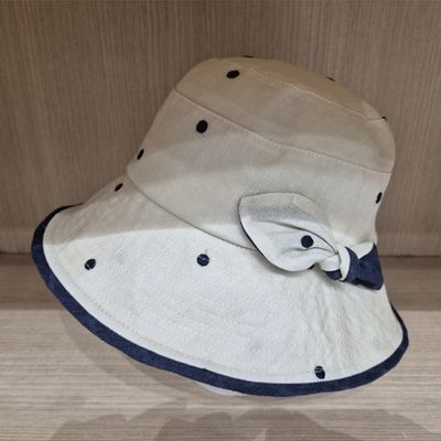 [애슬릿]린넨 도트리본 벙거지 중년 여성 간절기 모자