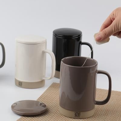뚜껑 머그컵 350ml+500ml세트 감성 홈카페 커피머그잔