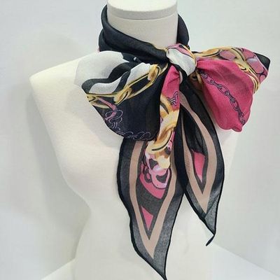 [애슬릿]여성 체인 배색 마름모 롱 빅 가을 스카프