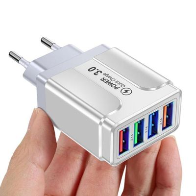 폰 충전 멀티헤드 화이트 QC30 USB 4구 동시충전E095