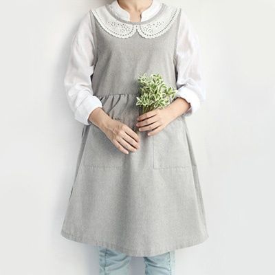 내추럴 그레이 레이스 앞치마