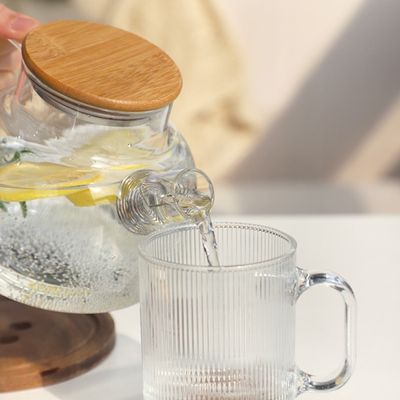 샘 우드 뚜껑 내열유리 티포트 1L