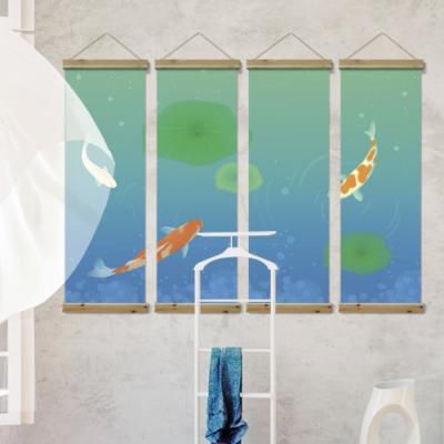 ci376-우드스크롤_40CmX120Cm-재물의상징잉어별방울(4개1세트)