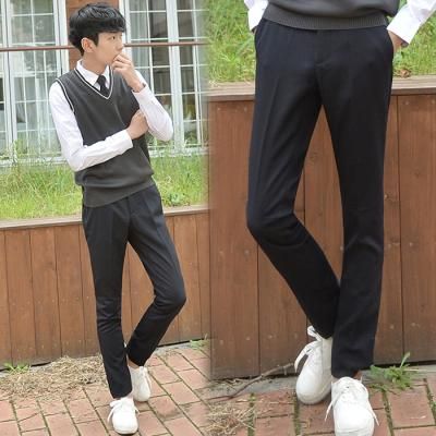 프리미엄 허리조절 교복 바지 네이비