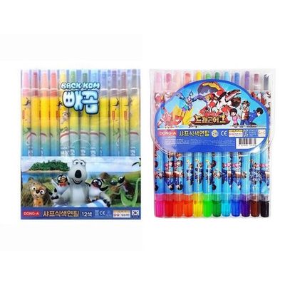 동아 샤프식색연필 12색 돌돌이 남아용 캐릭터 랜덤