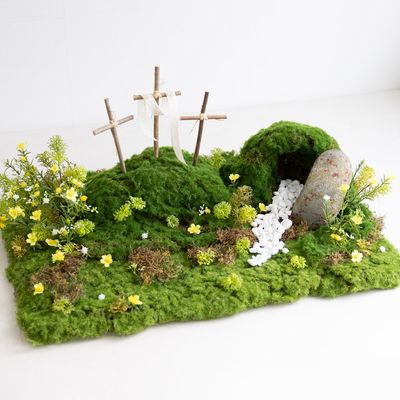 부활절 조화 센터피스 골고다언덕 십자가장식 67x27cm