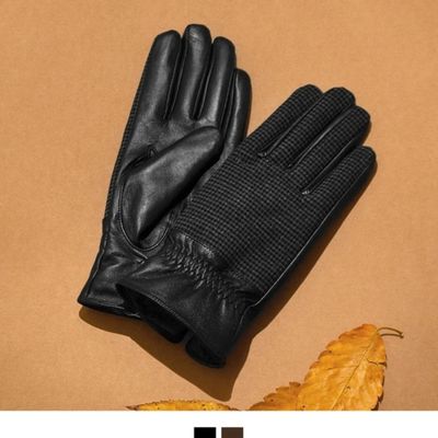 투톤 체크 램스킨 여자 장갑(WFDDEA3)