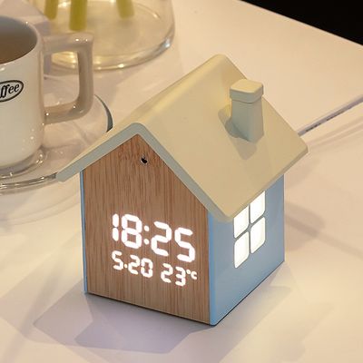 베이지브라운 무드홈 하우스 인테리어 LED 탁상시계