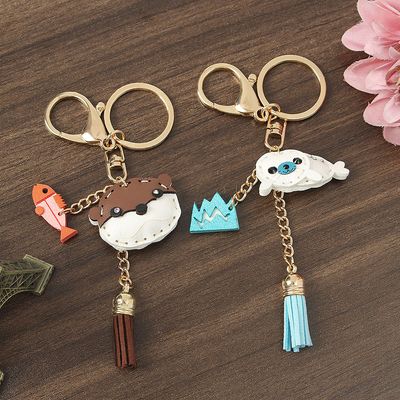 애니멀 열쇠고리 2종 세트(수달과 물개)링 키홀더