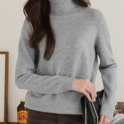 여성 여성 겨울 시보리 롱 폴라 니트