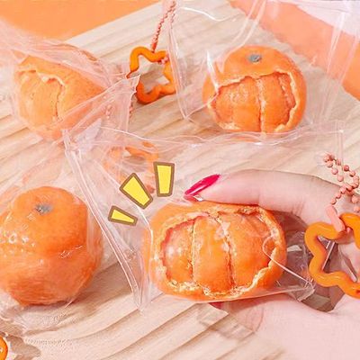 귤 젤리 큐브  실리콘 말랑이 pvc백 키링 손 장난감