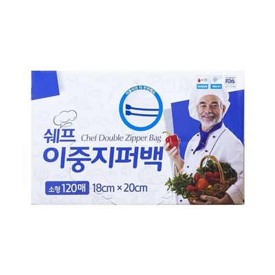 쉐프 대용량 이중지퍼백 소형 120매 18x20(WFF9914)