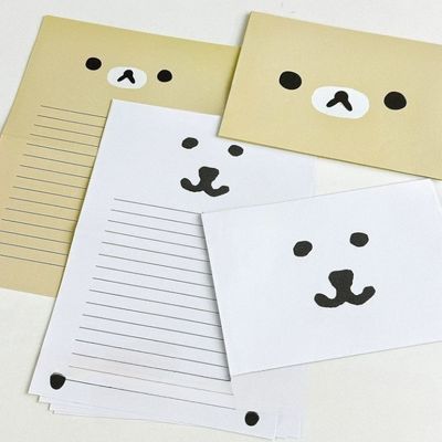 곰돌이 편지지 편지 편지봉투 세트 생일축하 메시지 